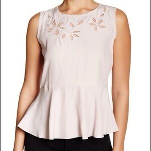 Rebecca Taylor 100% Silk Floral Sleeveless Blouse- Blush Pink